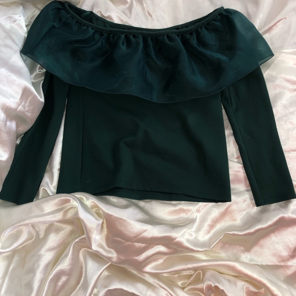 Emerald green off the shoulder top